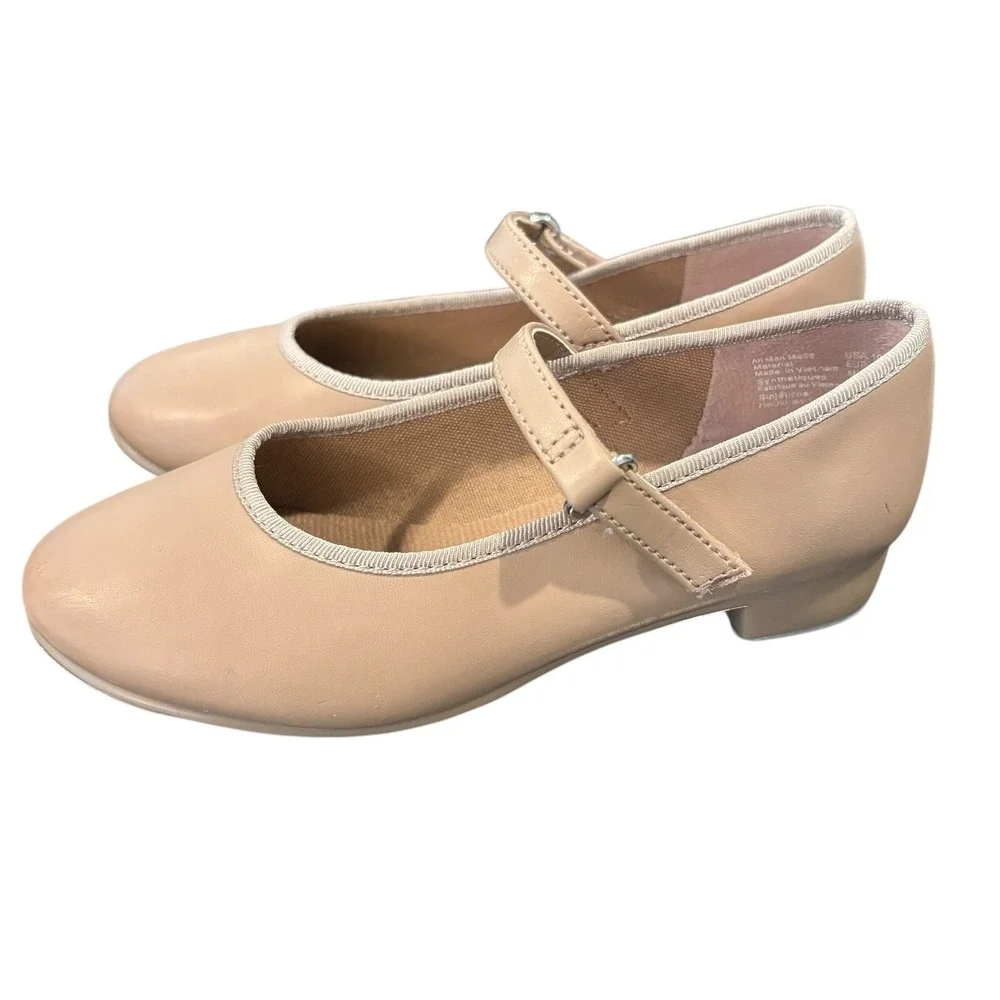American‎ Ballet Theatre Spotlight Tap Shoes Girls 10.5 Tan Mary Jane Strap